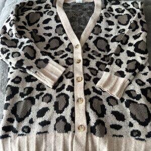 By Together Animal Print Cardigan in Black and Cream
